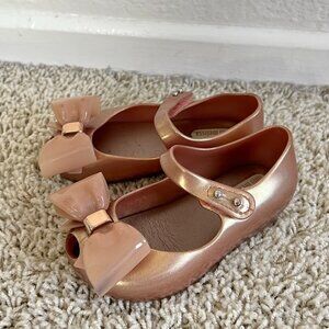 Mini Melissa Ultragirl Bow Metallic Rose Gold Mary Jane Size 7 Toddler